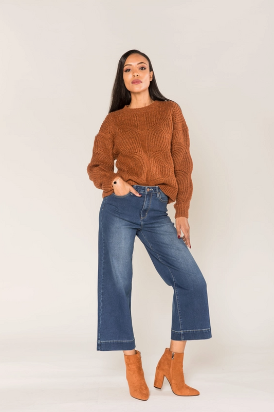 Wide Leg Jean - 7/8 Dark