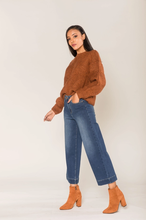 Wide Leg Jean - 7/8 Dark