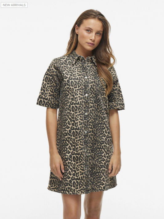 Vila Leopard Denim Dress