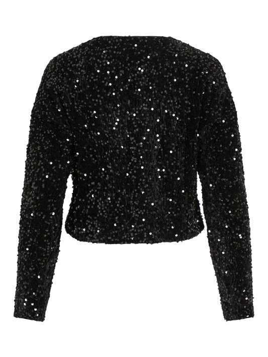 Vila Sequin Cardi - Black